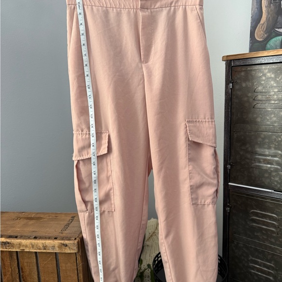 Zara Blush Satin Feel Cargo Jogger Minimalist Pants | Medium | Street Wear - Picture 6 of 9